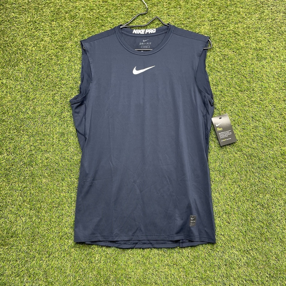 Nike Pro Training Tank Top Mens Medium Dri-Fit Sleeveless Slim Fit Blue 838087